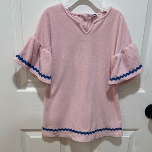 Janie and Jack Pink Swim Coverup with Blue Trim